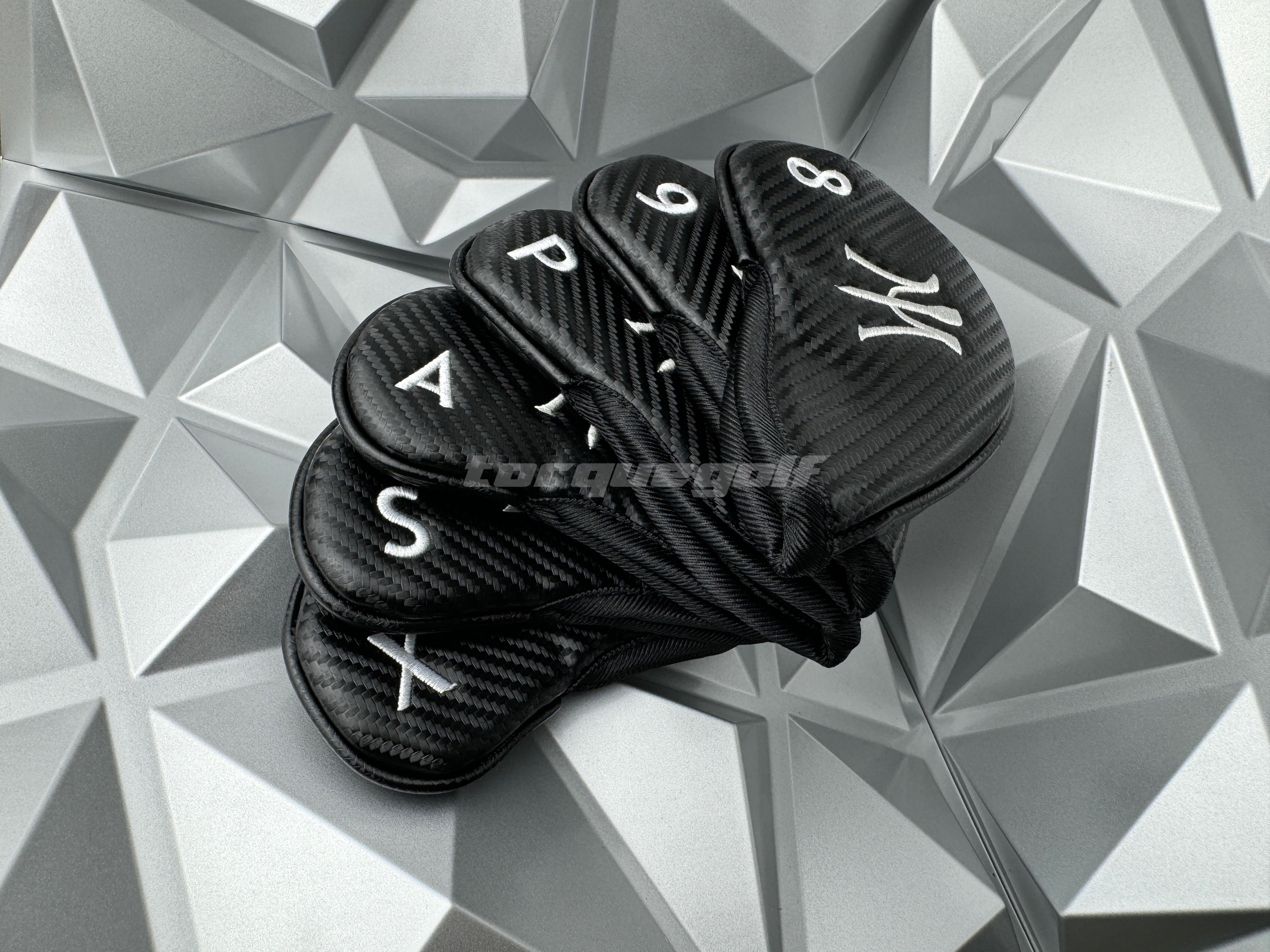 Miura Golf Headcover Iron Black Carbon with Silver Logo