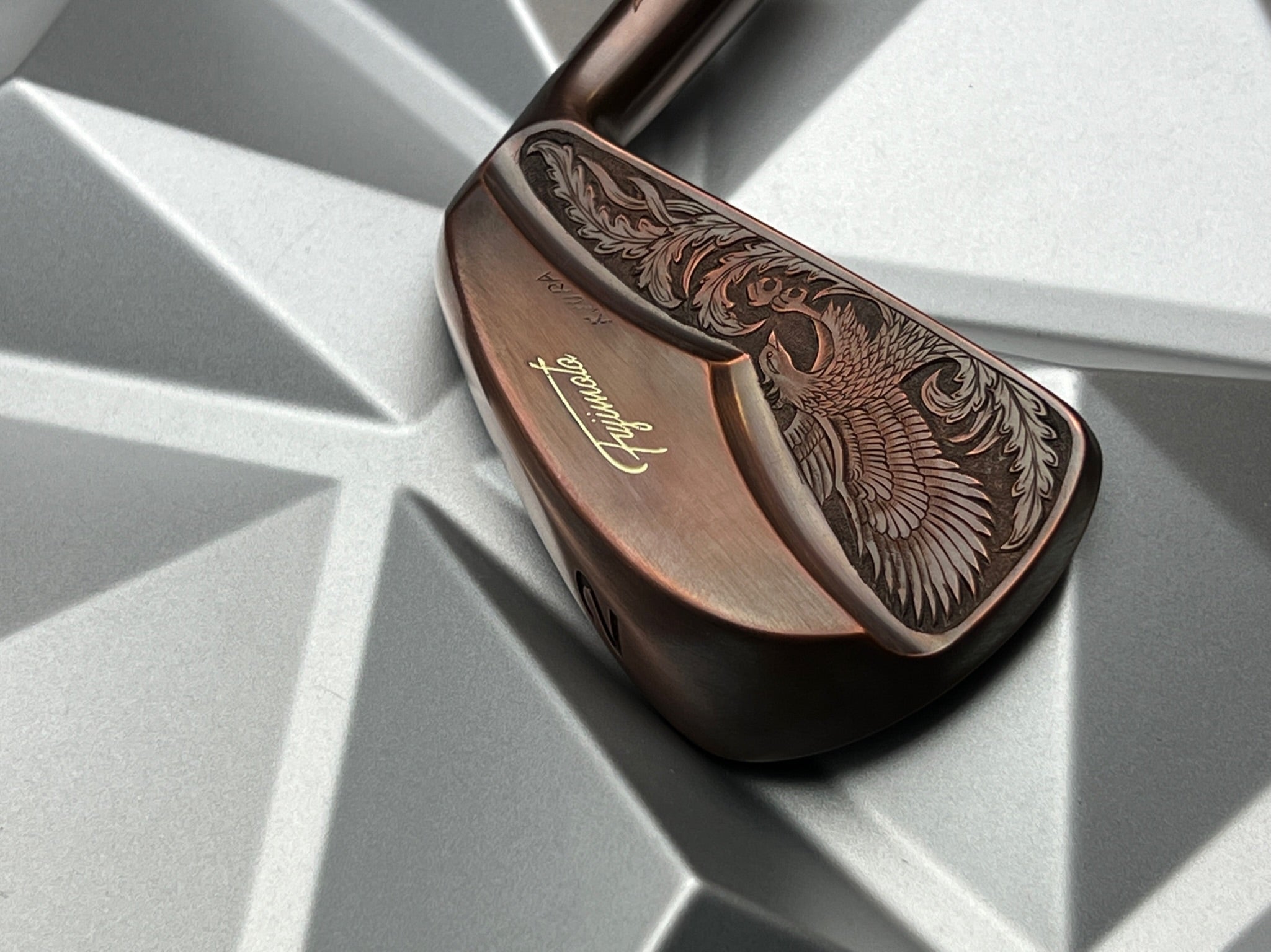 Fujimoto Golf Iron Handcrafted Signature Iura Phoenix Edition Wing Back in Satin Chrome