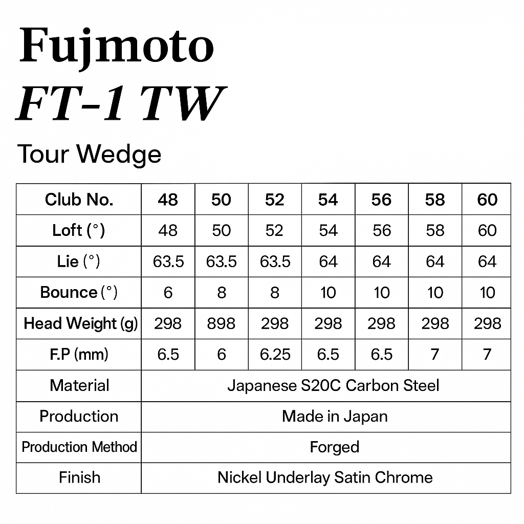 Fujimoto Golf Wedge FT-1 Hiwaza Black Copper