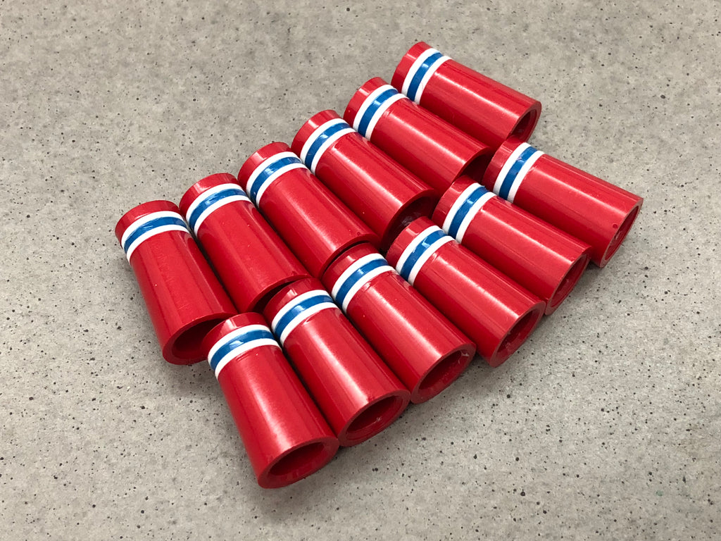 Flat-Top 12 Ferrules Red with White-Blue-White Stripes - torque golf