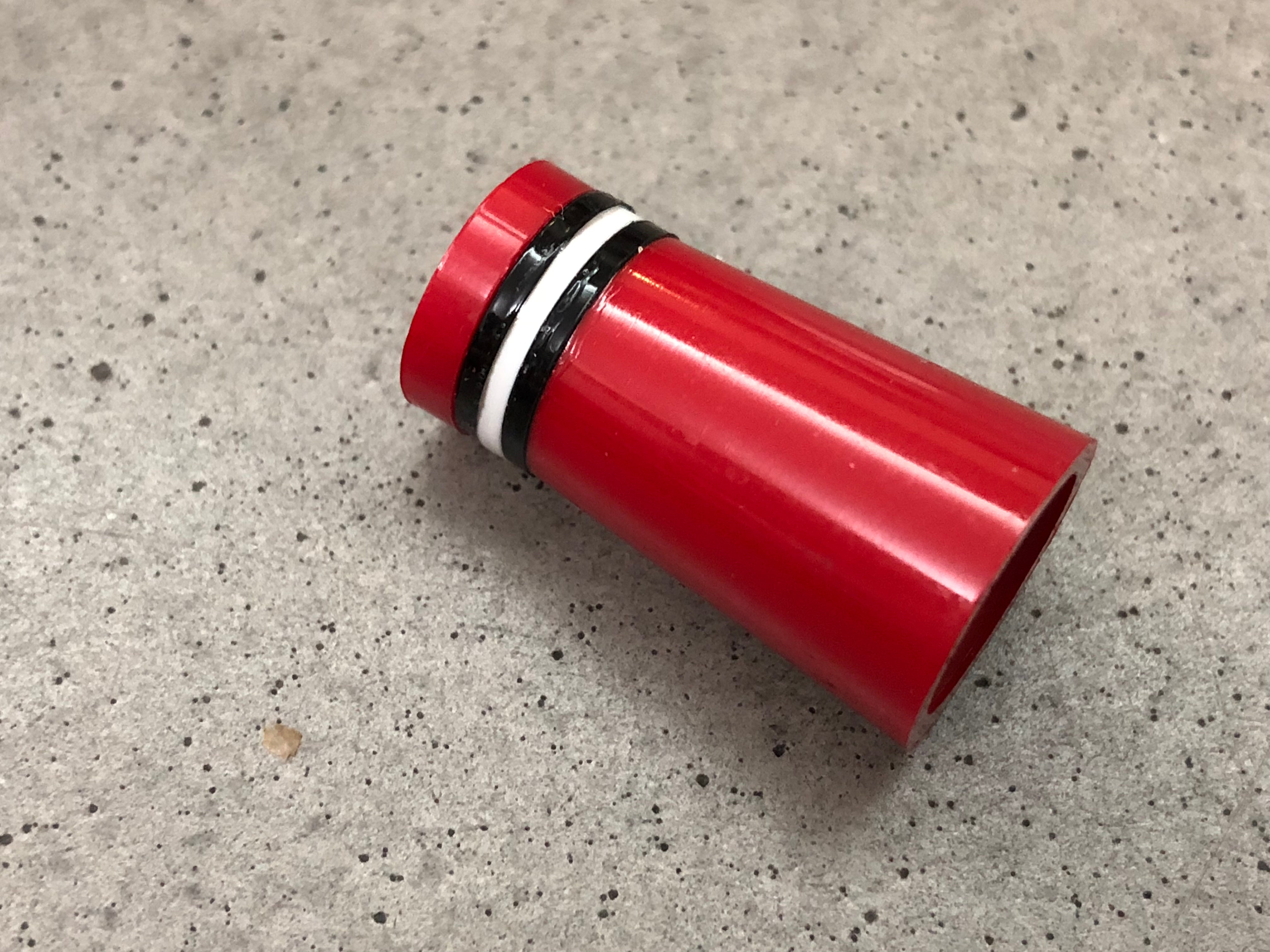 Flat-Top 12 Ferrules Red with Black-White-Black Stripes