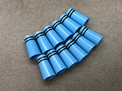 Flat-Top 12 Ferrules Powder Blue with Double Black Stripes