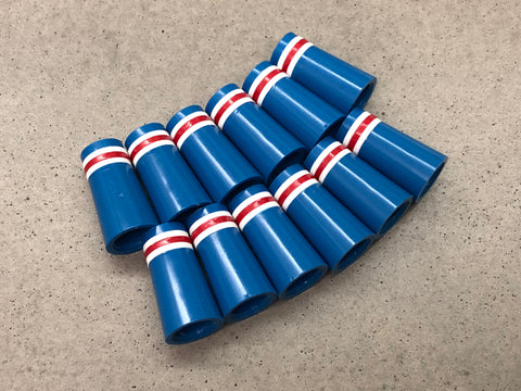 Flat-Top 12 Ferrules Blue with White-Red-White Stripes