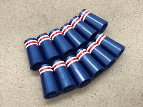 Flat-Top 12 Ferrules Metallic Royal Blue with White-Red-White Stripes - torque golf