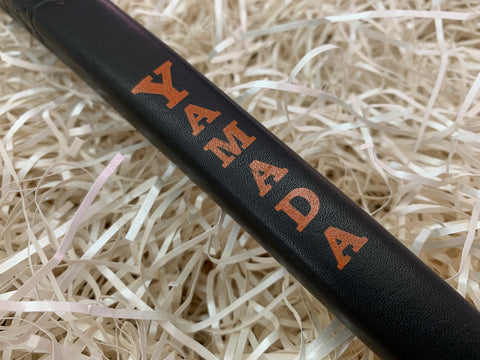 Yamada Putter Grip Leather Standard Size in Black with Orange Letters - torque golf