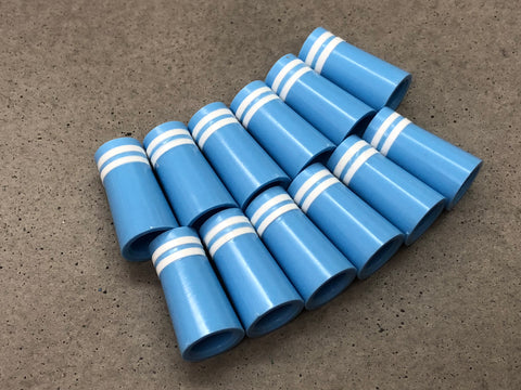 Flat-Top 12 Ferrules Powder Blue with Double White Stripes