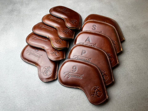 Fujimoto Golf Iron Headcovers Brown Leather