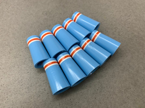 Flat-Top 12 Ferrules Sky Blue with White and Orange Stripes