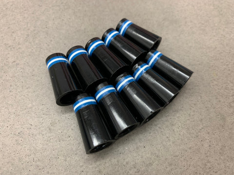 Flat-Top 12 Ferrules Black With Blue and White Stripes