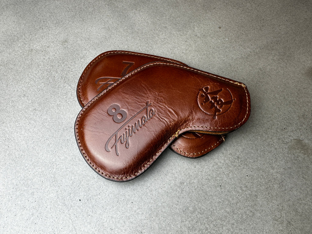 Fujimoto Golf Iron Headcovers Brown Leather